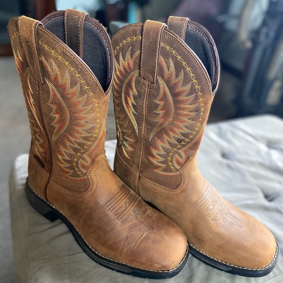 Rocky Other - Rocky Rugged Brown Leather Boots Western Work Shoes Slip Resistant Waterproof 10